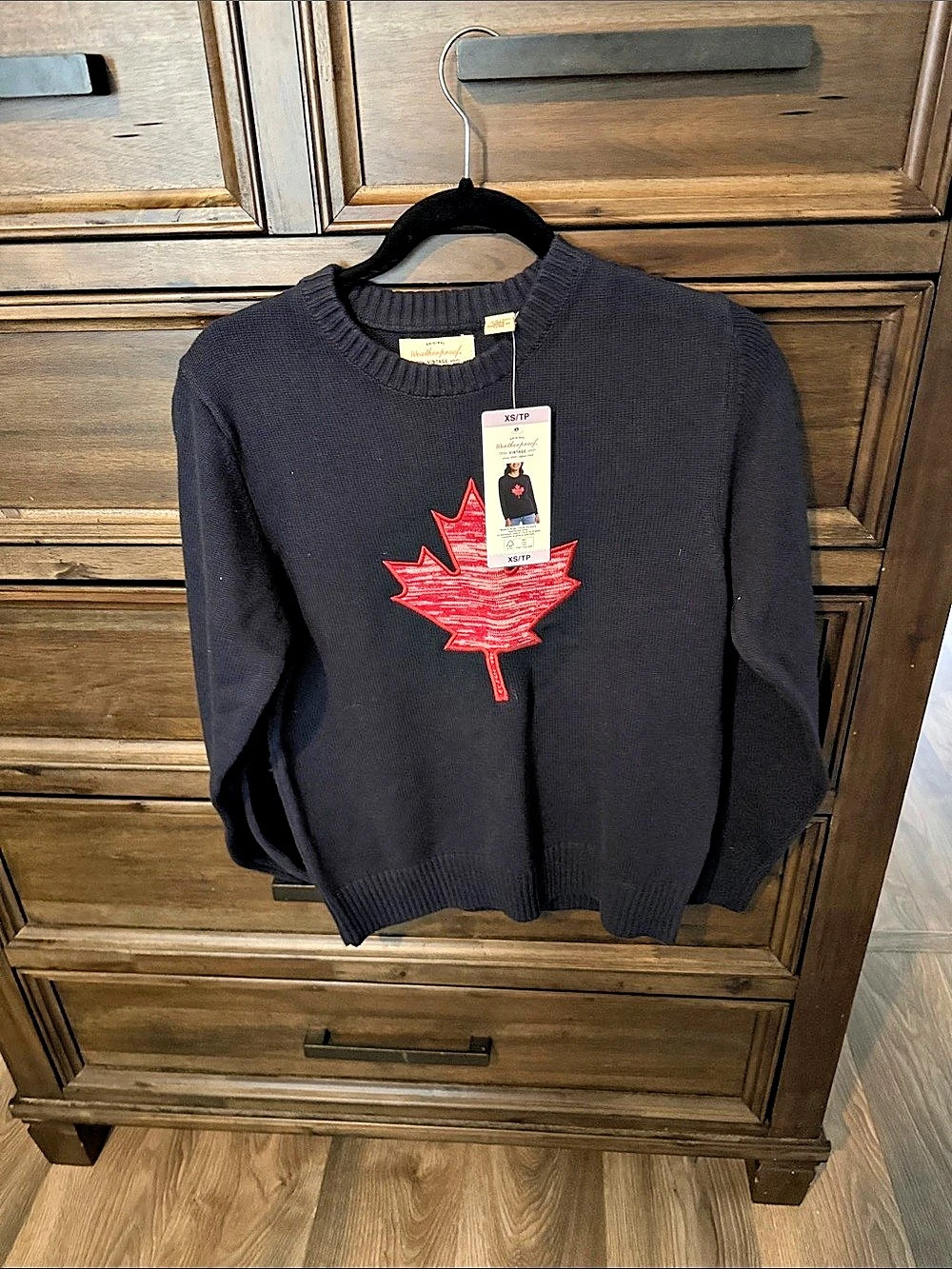 Weatherproof Original Vintage 1989 Maple Leaf Sweater navyXS NWT